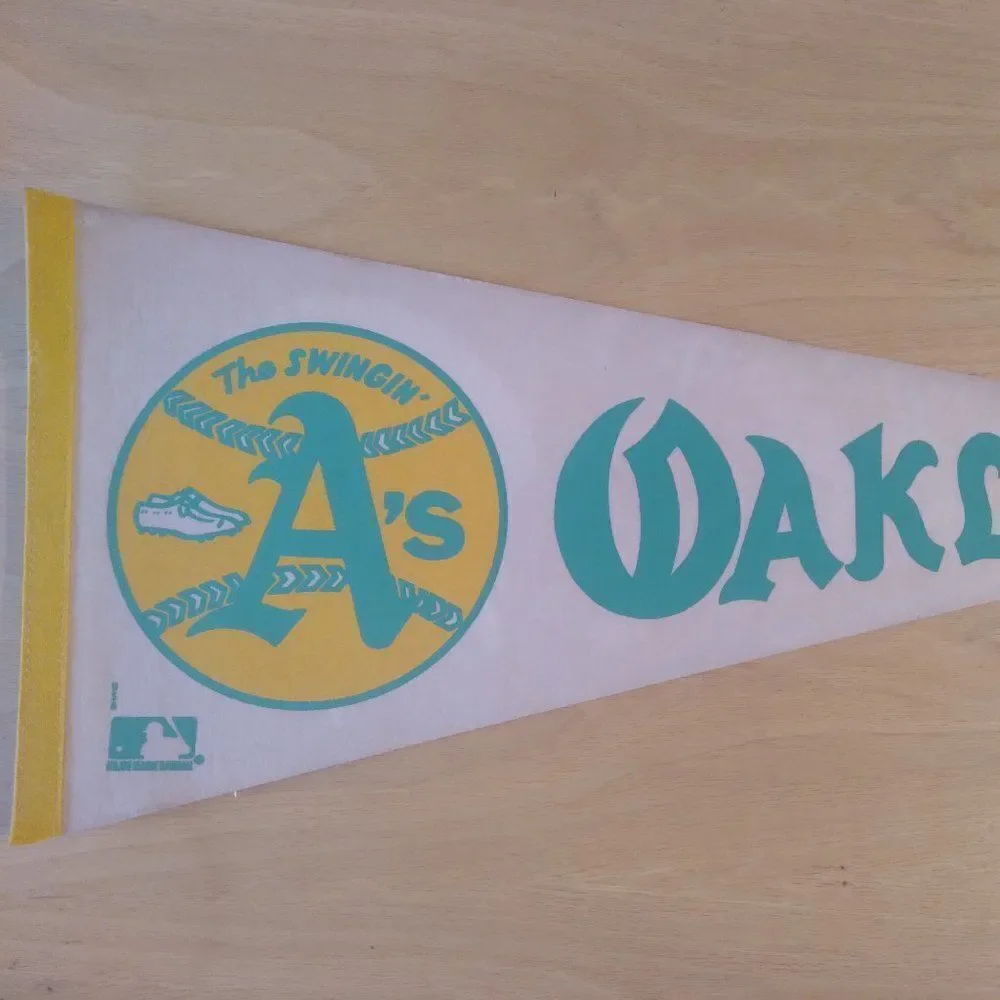 Vintage 60s Oakland Athletics MLB Pennant Flag